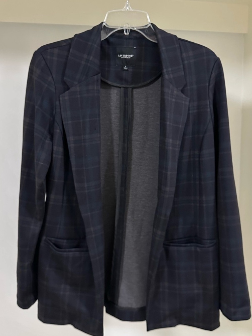 Women's Navy Plaid Blazer Jacket